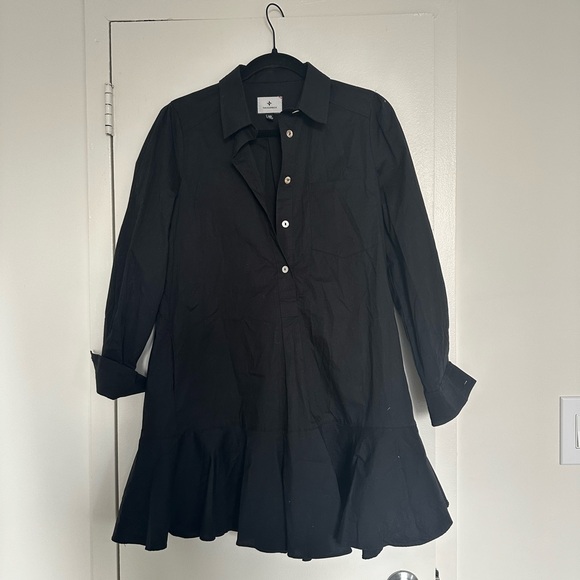 Tuckernuck Dresses Tuckernuck Black Crepe Callahan Shirt Dress